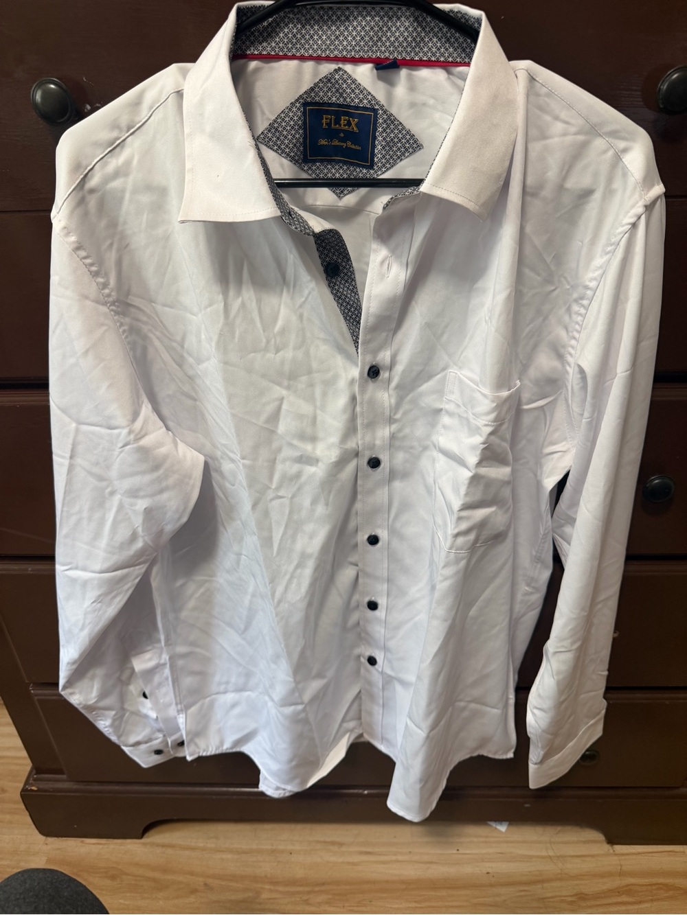 FLEX Men’s White Dress Shirt with Contrast Trim